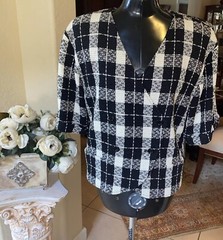 Vtg Emanuel Ungaro Parallele Paris Short Sleeve Suit Jacket Tweed Check Plaid 10