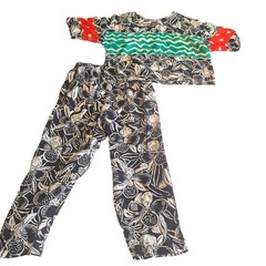 Ken Done Art To Wear Vintage 2 Piece Set Floral Chevron Rayon Pants Top Small