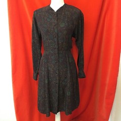Calvin Klein vintage 80s silk shirt dress burgundy paisley size 6p