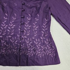 ​Betsy Lauren Vintage Embroidered Purple Blouse Jacket Rayon Blend Linen Look 6