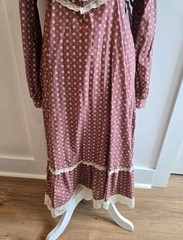 Gunne Sax Vintage Long Sleeve Floral Prairie Dress in Dusty Rose, Size 9