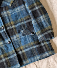 Pioneer Wear Vintage 70s 80 Women’s Blue Plaid Wool Mohair Blend Overcoat 18 USA