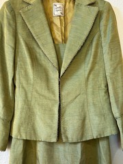 VTG Y2K Nanette Lepore Couture Iridescent Dress&Jacket Set 2 Gold Embroidered