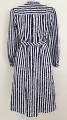 Vintage SCHRADER SPORT Dress 6P Blue Stripe Secretary Office Collar Belt 1970s