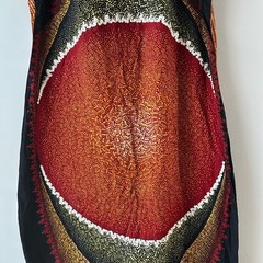 Beachcomber Jamaica Maxi Dress Womens Vintage Red Black Sequin Batik Split Hem