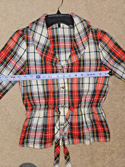Vtg 70s JCPenney Fashions Womens Small plaid checkered long sleeve shirt