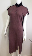 Vintage 1980s Issey Miyake Pink Black Cotton Dress Medium Open Back Brush Label