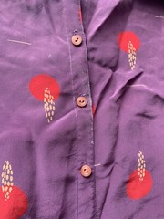Vintage 1980s Charles Bianco Purple Red Tie Neck Blouse 100% Silk Short Sleeves
