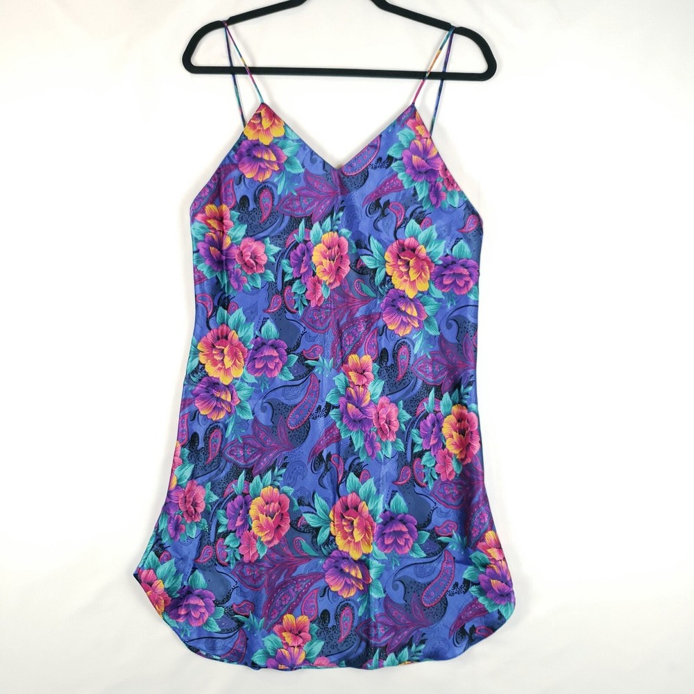 Vintage Jo Intimates Chemise Slip Womens Large Nightgown Floral Paisley 90s