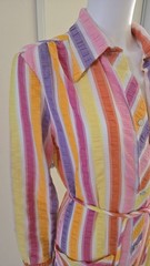 VTG 60s 70s Dynasty Psychedelic Mod Maxi Striped House Dress Robe Beach Coverup