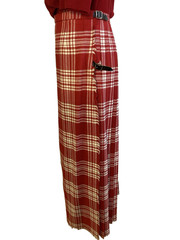 Vintage 60s/70s James Pringle Red & White Wool Maxi Skirt Kilt 30-32″ Waist RARE