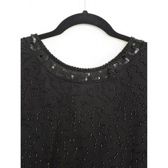 Stenay Vintage Black Silk Beaded Sequin Cocktail Dress Women Size 10 Shift Mini