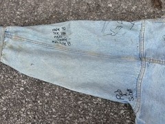 Senior Cords Style Denim Jacket Handwritten High School Varsity Chore Coat VTG