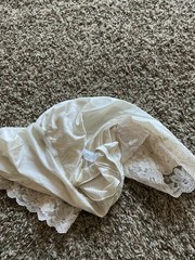 Vintage Lorraine Ivory Lace Sheer Silky Nylon Short Sissy Bloomers Large
