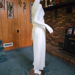 Vtg 50s Grecian Goddess Crystal Pleats Full Sweep Peignoir Gown Nightgown S/M