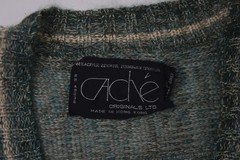 Vintage Cashe Sweater Womens Medium Green Mohair Wool Blend Open Front Cardigan