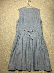 Vintage Lanz Originals Blue Chambray Midi Dress Vest Embroidery Cottagecore