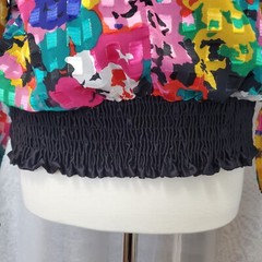 Vintage 80s Rainbow Color block Blouse Teddi Shirt Size Large Metallic Sparkly