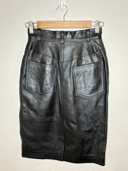 Vintage MONDI Black Leather Pencil Skirt 5 Pocket US 0 2 XS W25