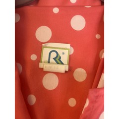 Three R’s Vintage Pink White Polka Dot Blouson Short Sleeve Midi Dress size 14.5