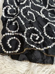 NWT VTG Tina Black Sequin Beaded Bubble Skirt Floral Applique Small 80s 90s
