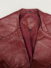 Vintage 1970s red leather jacket, genuine dark ox blood boho brown wrap trench M