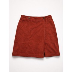 Lulus Rust Faux Suede Wrap Mini Skirt XS Snap Pockets Fall Boho Western Chic