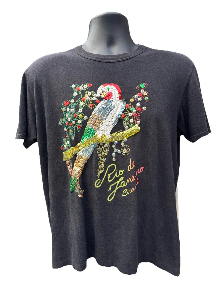 Vintage Rio de Jinero Women’s Brazil Sequined Parrot Shirt Sz XL