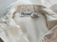 Vintage Alexandria White Snake Print Satin Blouse Epaulettes Hong Kong Size 4