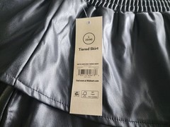 No Boundaries Black Faux Leather Tiered Mini Skirt Size L 12-14 NEW