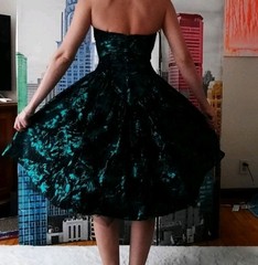 Vintage Loralie Women’s Green And Black Velvet Dress With Tulle XXS/XS