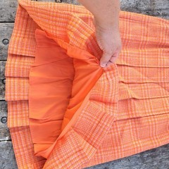 Vintage Wool Pleated Orange Preppy School Girl Skirt Size 0/2 XS 1950’s 60’s