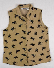 Vintage Western Sleeveless Shirt Panhandle Slim Size M 90s Rodeo Cowboy Made USA