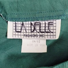 Vintage La Belle Green Button Down Dress w Gold Buttons Size 11/12