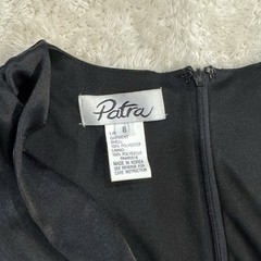 Vintage Patra Dress Elegant Black Sleeveless Satin Top Gathered Flowy Size 8