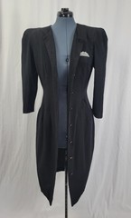 Vtg All That Jazz Black Button Down Sheath Dress w Lace Pocket Square Size 11/12