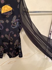 Vintage 1980s Tina Barrie Paisley Blouse Long Chiffon Sleeves Size 14