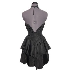 Vintage Climax Karen Okada 80s Black Bow Mini Dress 30-26-Open size 3/4
