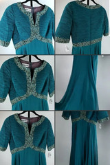 NWT Victor Costa Gown Sz 8 Emerald Green Empire Waist Chiffon Evening Dress $595