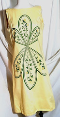 Vintage Serbin Muriel Ryan 1960s Embroidered Applique Flower Sheath Dress M or L