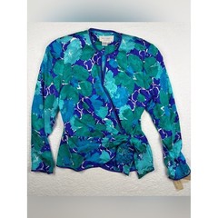 VTG Silk Studio for Petites 100% Silk Wrap Blouse 12