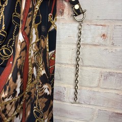 Caché Vintage Equestrian Chain Print Ruched Sheath Dress 12 Old Money Cap Sleeve
