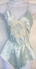 Vintage Victoria’s Secret Gold Label Green Liquid Satin Lace Teddy Small