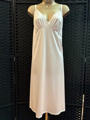 Vintage SHADOWLINE FULL SLIP Plus Size 46 White Sheer NYLON Lingerie Vixen READ