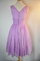 Vintage 1950s Purple Organza Cupcake Party Dress with Detached Lace Bodice