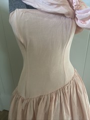 Vintage 1980’s Gunne Sax Jessica McClintock Peach Dress Asymmetrical Waist 7/8