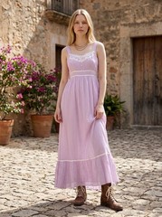 Vintage 70’s Prairie Victorian Dusty Rose Maxi Dress Lace hand made romantic XS