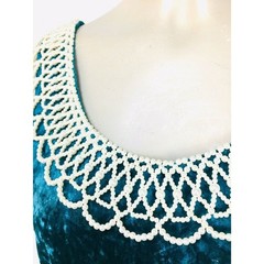 Vintage 90s Crushed Velvet Mermaid Green Wiggle Dress Pearl Collar All That Jazz
