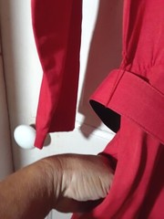 Vintage 1980s EJM Bright Red Long Sleeve Mid Length Dress Sz. 16p