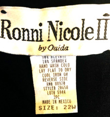 Vintage Ronni Nicole by Ouida Woman 22 Eveningwear Black Sparkle Open Midi Tunic